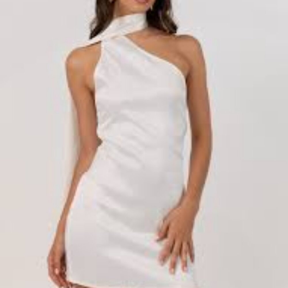 Peppermayo Exclusive - Cassandra Scarf Mini Dress - Pearl - SIZE 4 - NWT